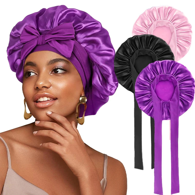 New Satin Solid Sleeping Hat