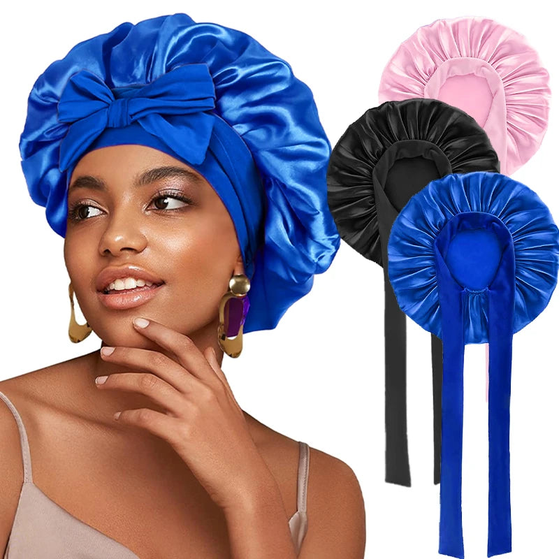 New Satin Solid Sleeping Hat