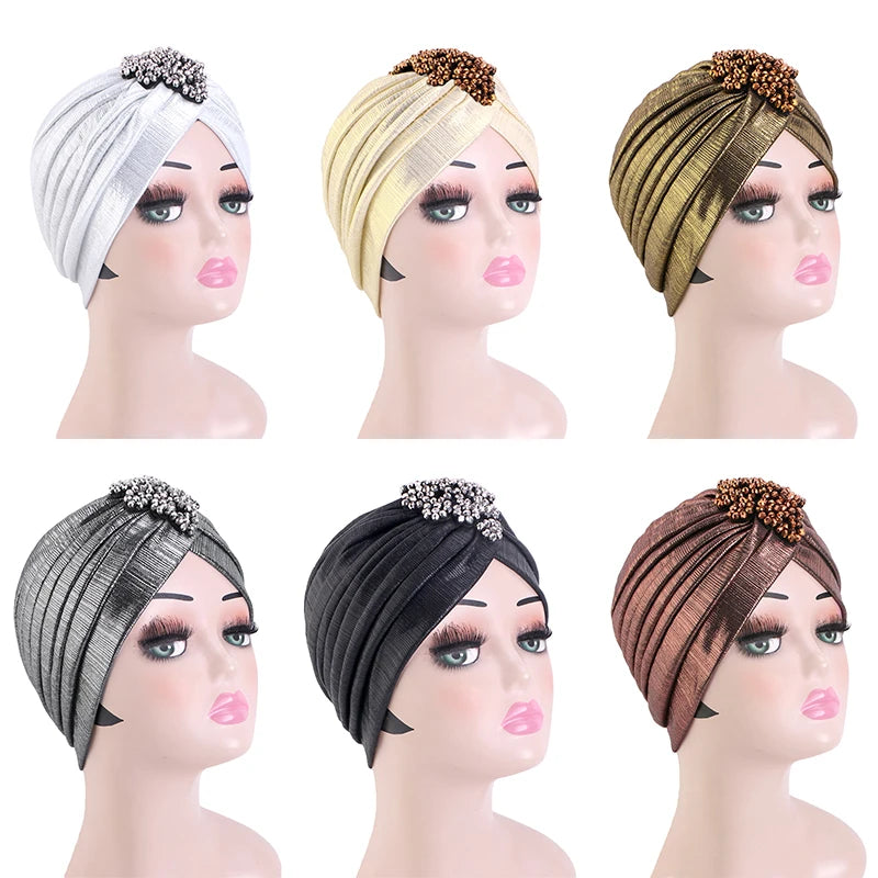 New Women's Luxury Diamond Turban Cap Muslim