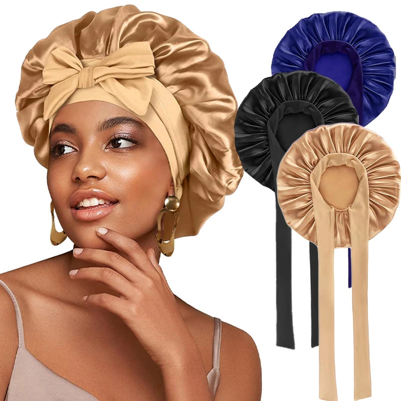 New Satin Solid Sleeping Hat