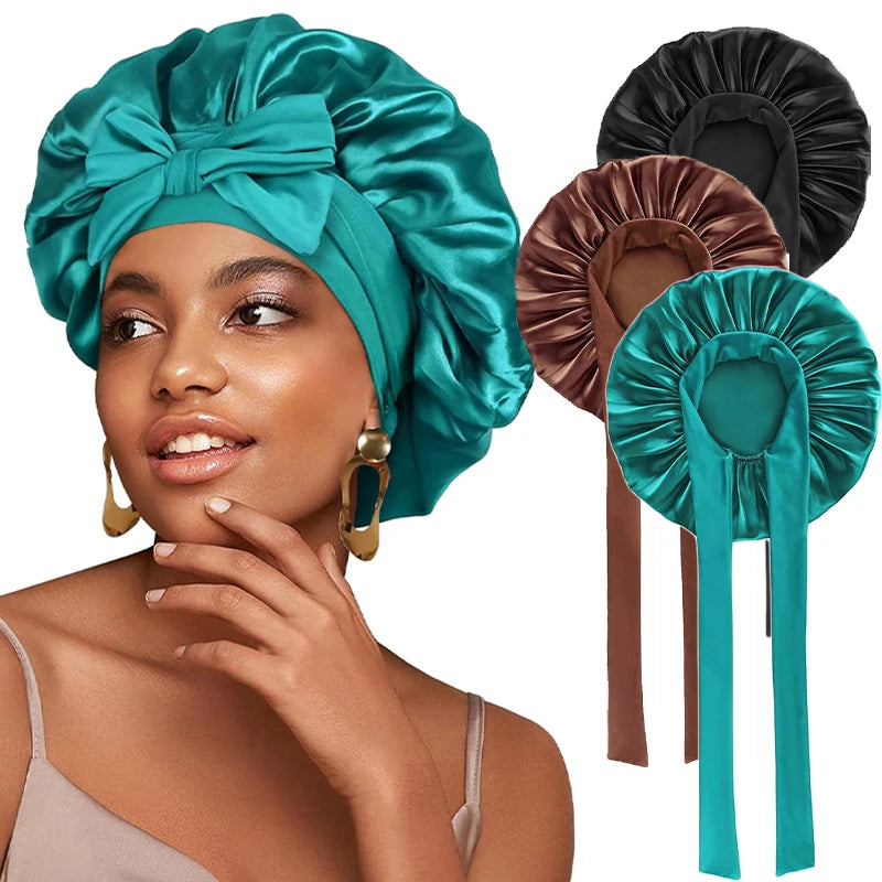 New Satin Solid Sleeping Hat