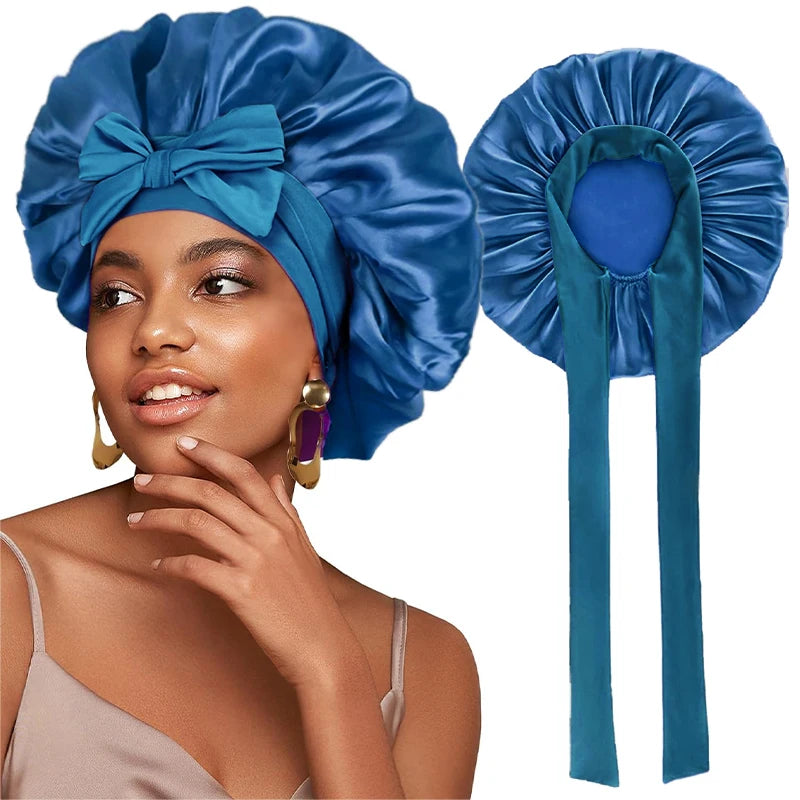 New Satin Solid Sleeping Hat