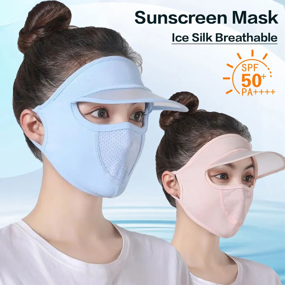 Ice Silk Mask for Outdoor Cycling UV Protection Breathable Face Cover