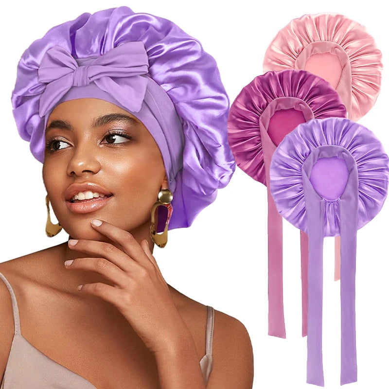 New Satin Solid Sleeping Hat