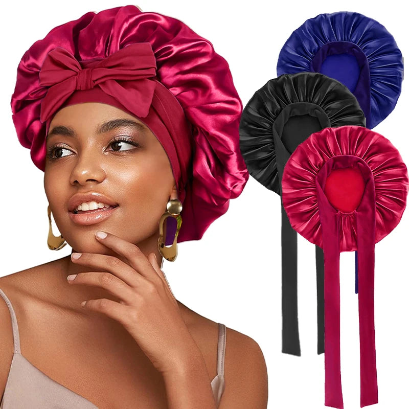 New Satin Solid Sleeping Hat