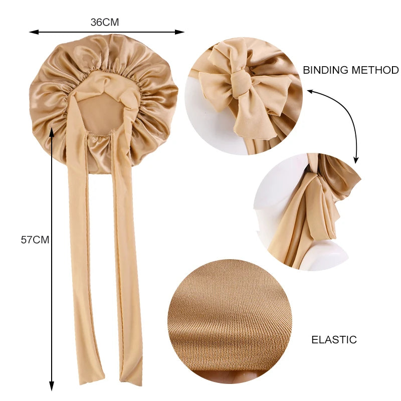 New Satin Solid Sleeping Hat