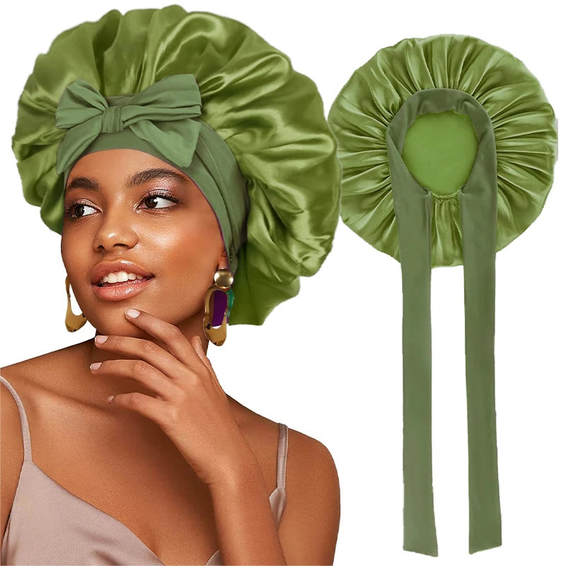 New Satin Solid Sleeping Hat