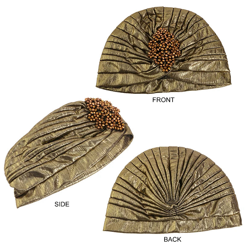 New Women's Luxury Diamond Turban Cap Muslim