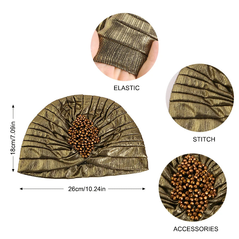 New Women's Luxury Diamond Turban Cap Muslim
