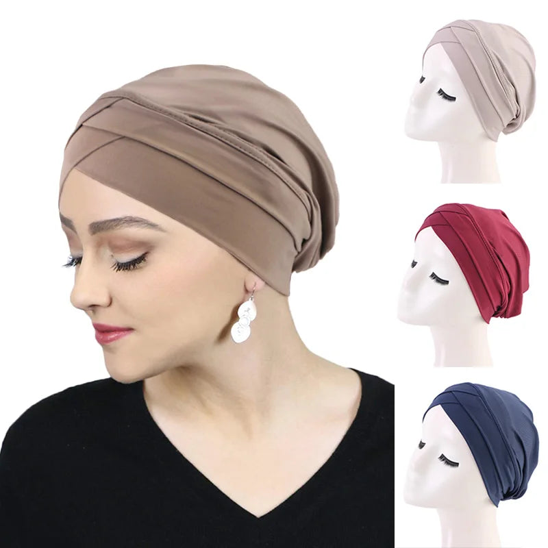 Women cross muslim hijab inner hat