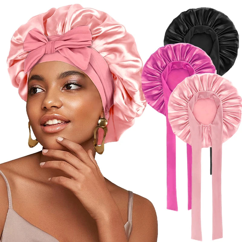 New Satin Solid Sleeping Hat