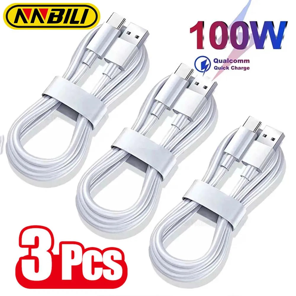 NNBILI 1-3PCS 10A 100W Type C Super Fast Charging Cable